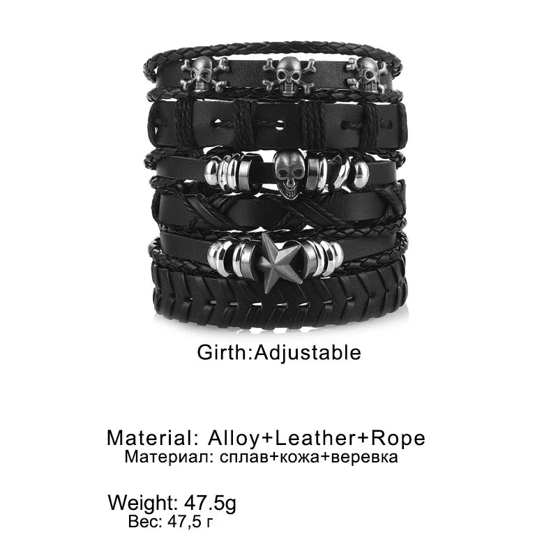 Adjustable Leather Set viking bracelet