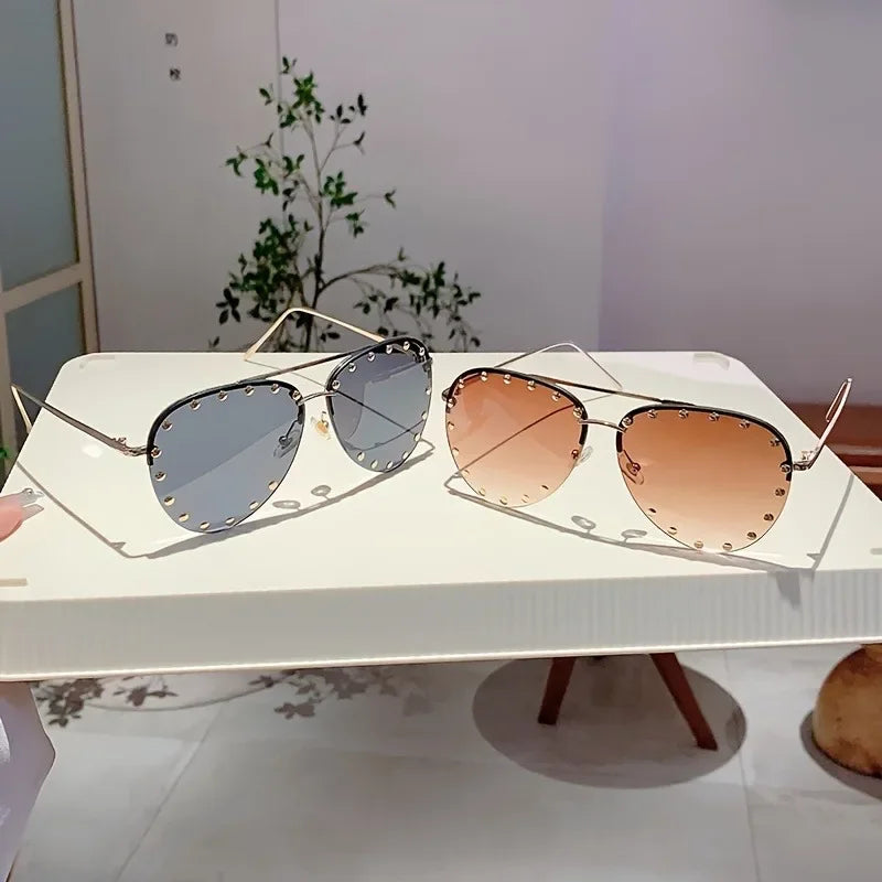 Rimless Luxury Colored Sunglasses - UV400