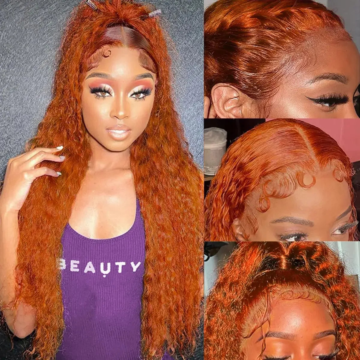 Deep Curly 13x5 Ginger | Transparent Lace Front Wigs