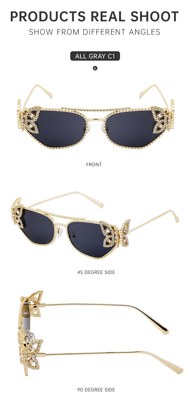 Cat Eye Rhinestone Eyewear-UV400