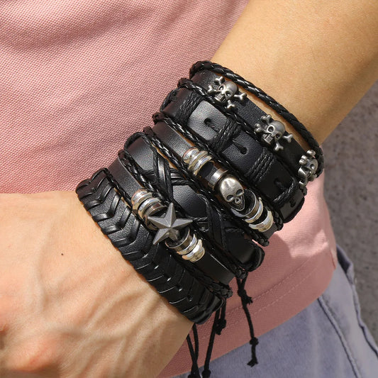 Adjustable Leather Set viking bracelet