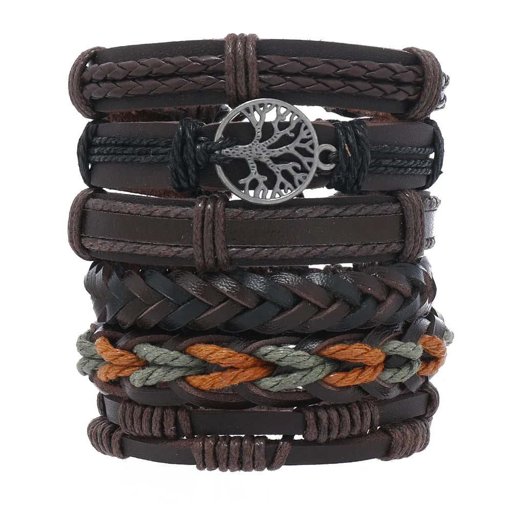 Adjustable Leather Set viking bracelet