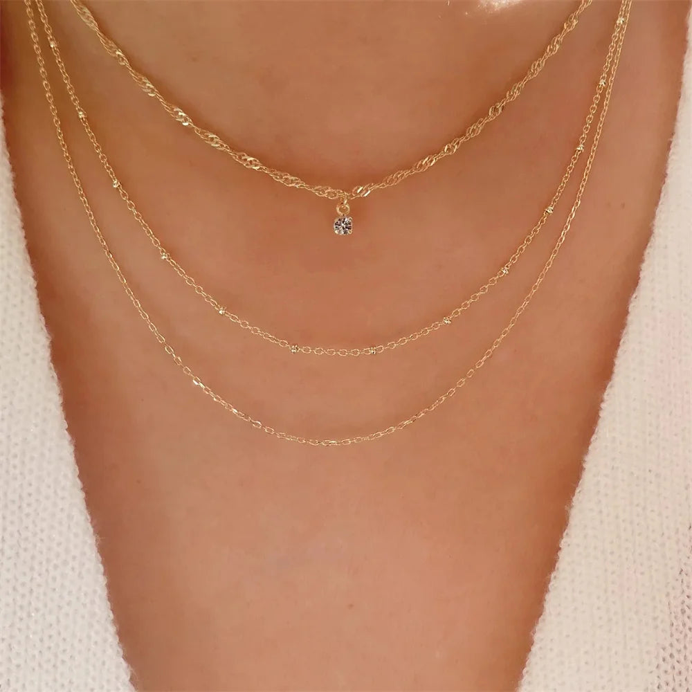Pendant Pearl Necklace Gold Color Multi-layer