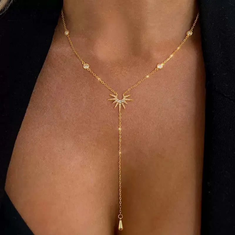 Gold Color Y-Shaped Water Drop Pendant