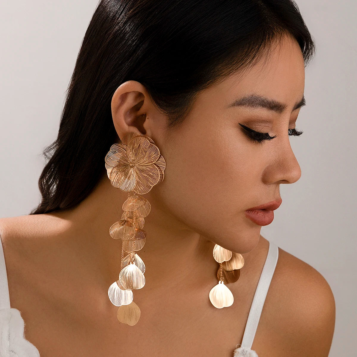 Romantic Leaf Petal Flower Drop Earrings