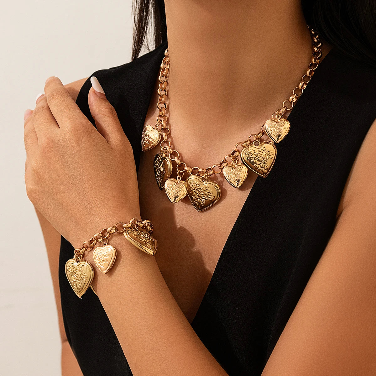 Cuban Necklace Heart Pendant | Charm Bracelet