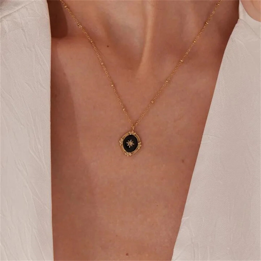 Crystal Heart Star Sun Moon Necklace