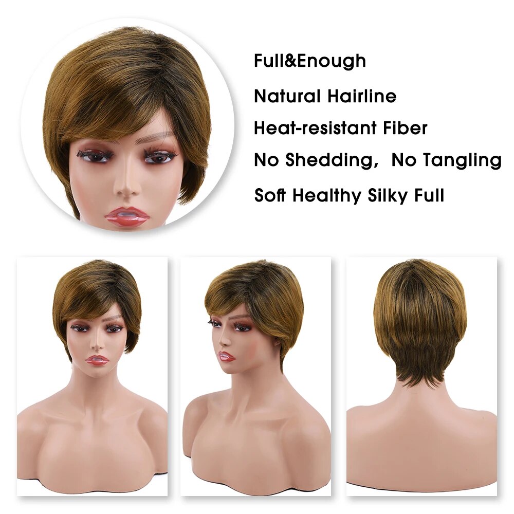 Synthetic Brown Wig Short blonde