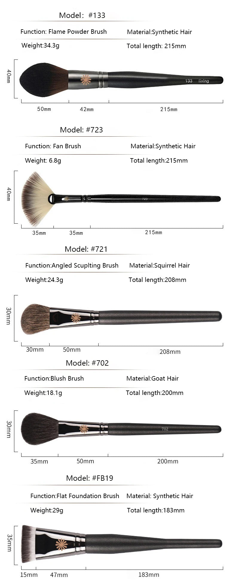 1pc Pro P series Makeup brushes Powder Foundation