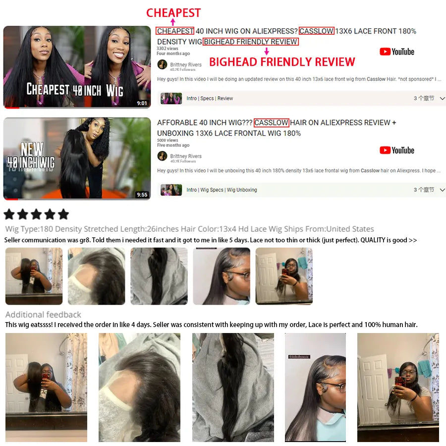 13x4 Lace Front Wig 30 40 Inch Brazilian Hair Wigs