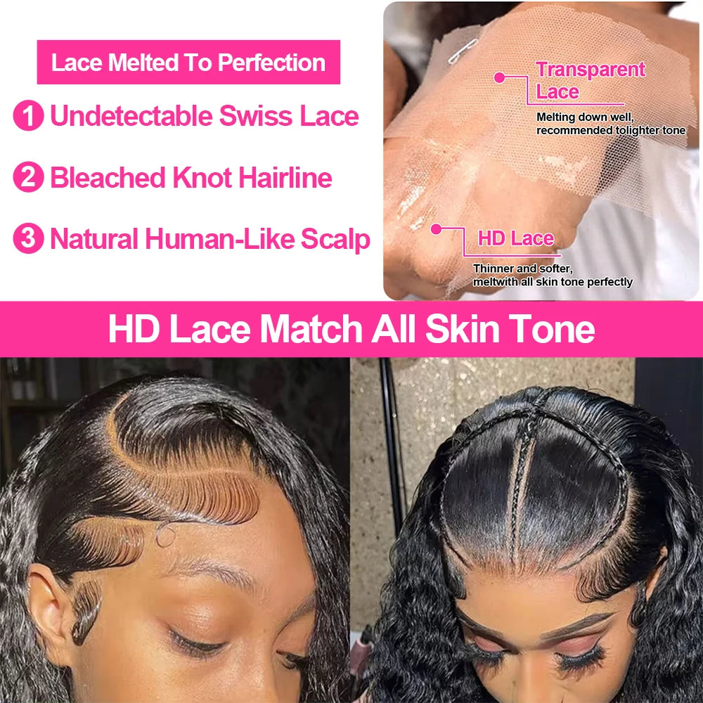 40 inch Water Wave Curly |13x6 Lace Frontal Wig