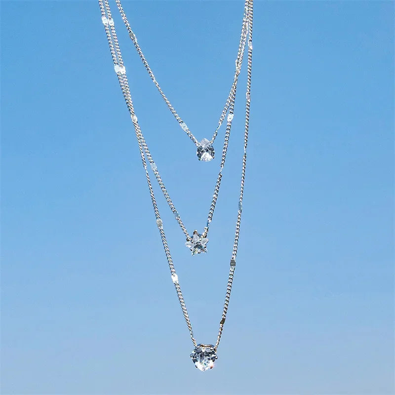 3Pcs/Set Love Heart Pendant Necklace