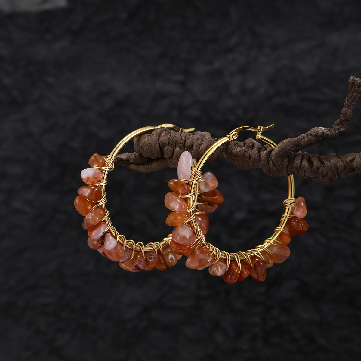 Creative Round Natural Stone/Turquoise Earrings