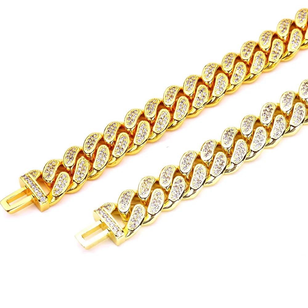 Hip Hop 14k Gold Plated Iced Cuban Chain