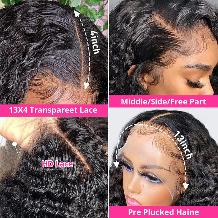Deep Wave Frontal Wig 13x6 Lace Curly