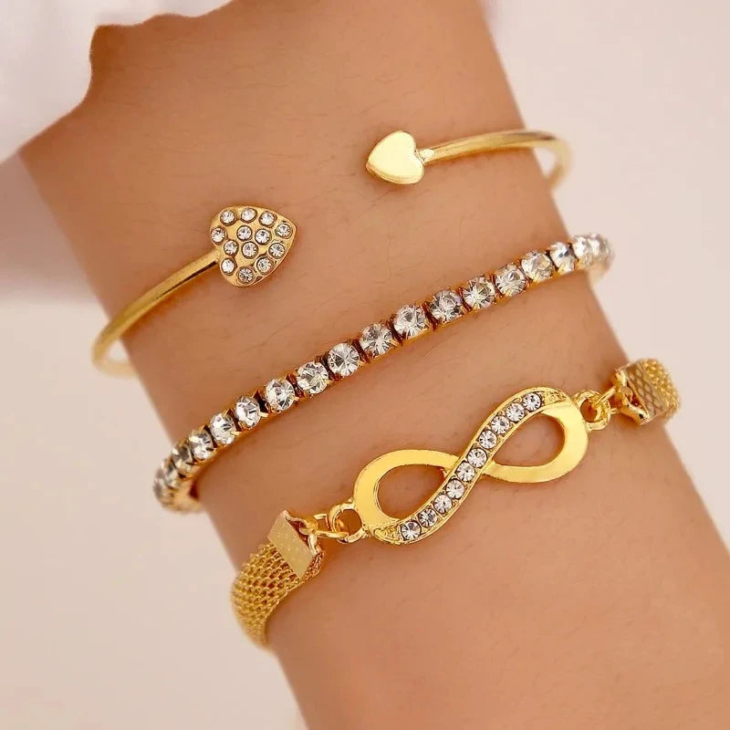 Crystal Rhinestone Heart Bracelets