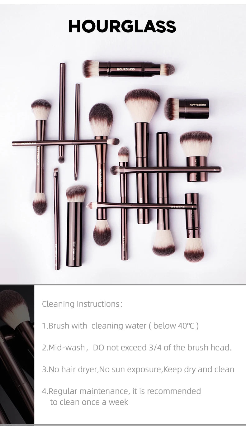 Hourglass Makeup Brush- No.18 Veil Powder Brush |Soft Fiber Hair Double Head