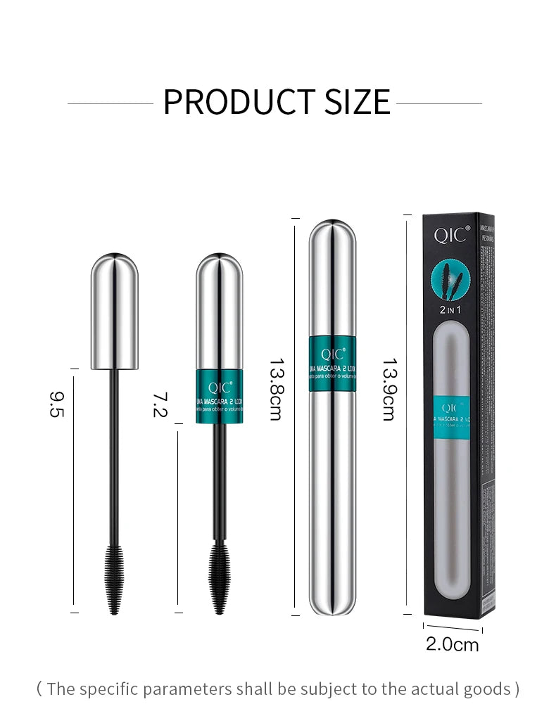 Double In-one Mascara Silk Fiber Waterproof | Thick Lengthening Eye Lashes