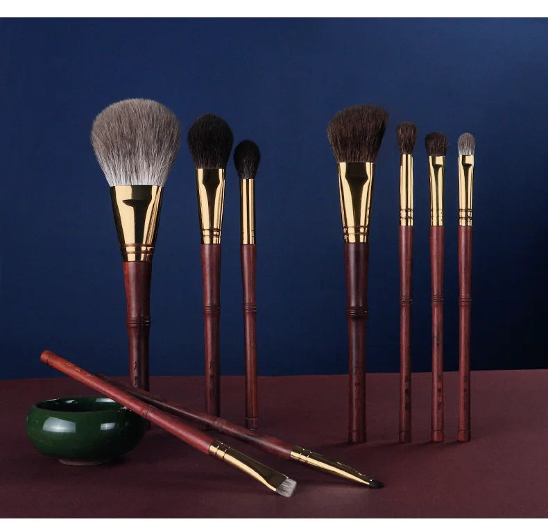 Luxury 9 pcs Professional Makeup Brush Set Rosewood High Grade