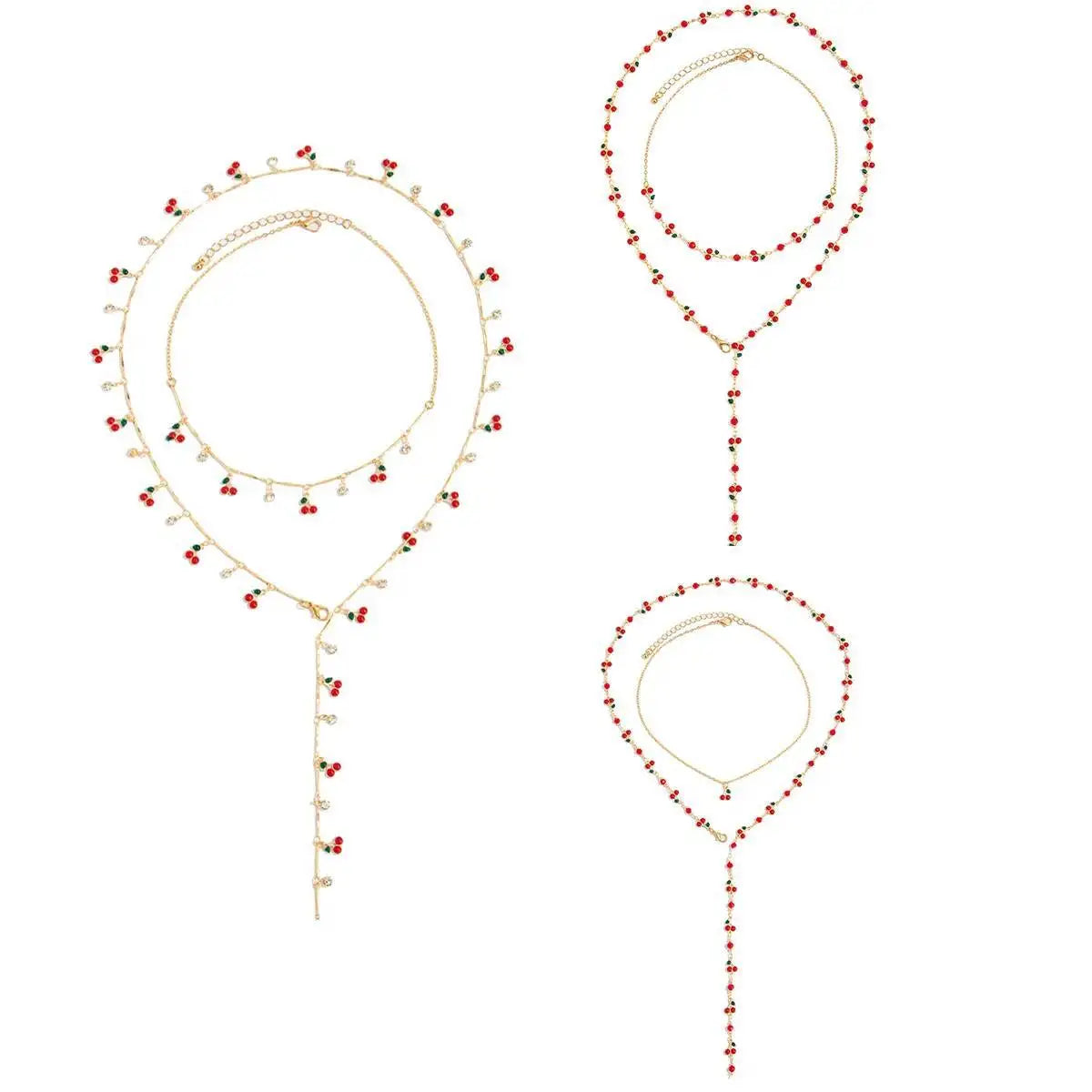 Romantic Cherry Long Chain Necklace