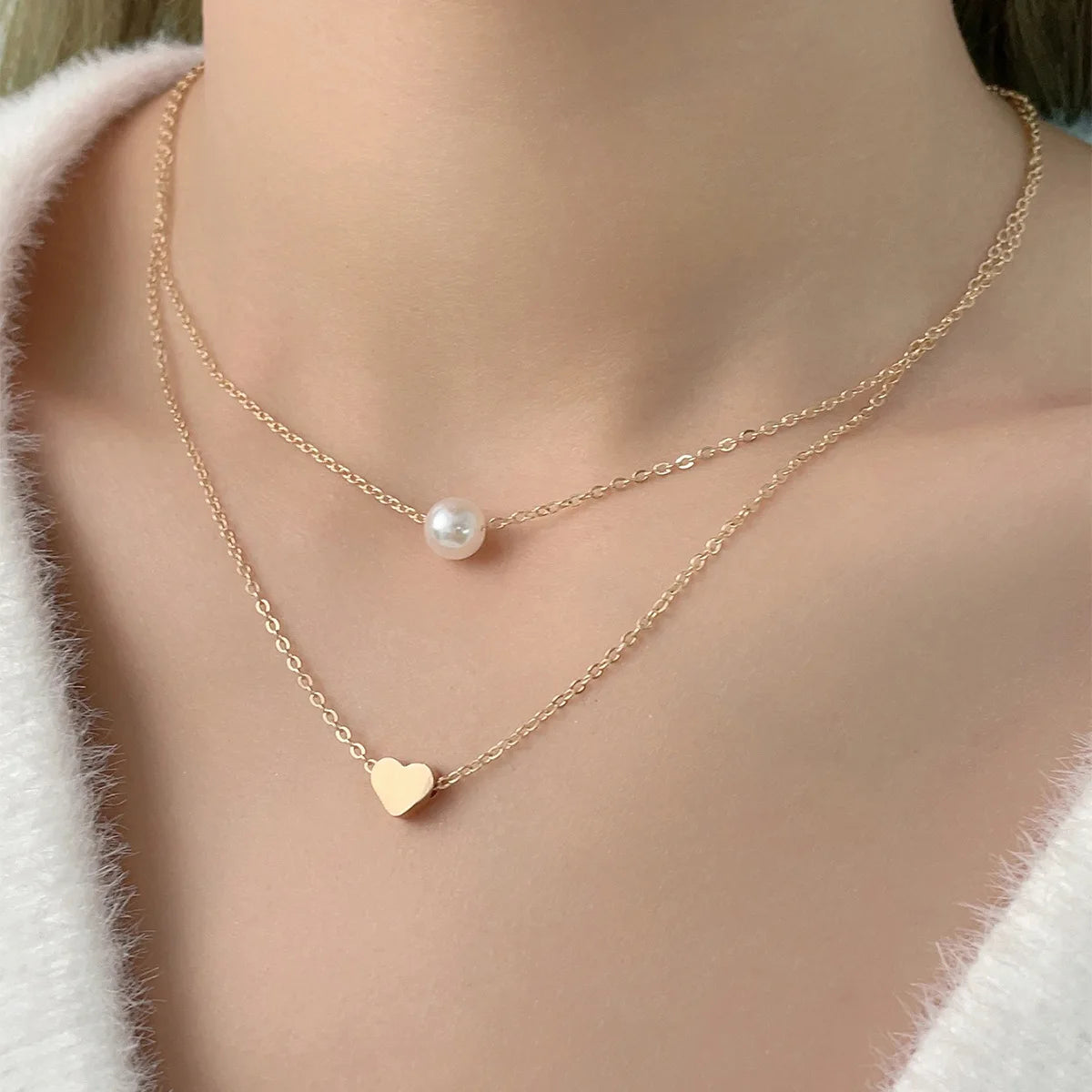 Charm Gold Luxury Multi-layered Zircon Heart Pendant Necklace