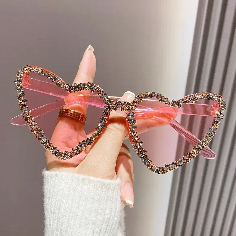Uv400 Cute Cat Eye Rhinestone Eyeglasses