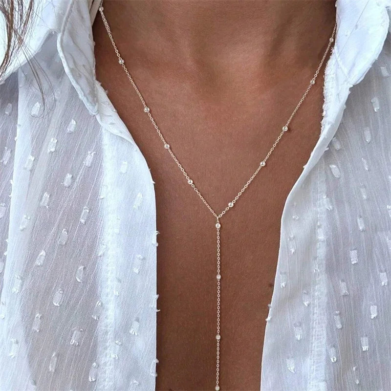 Vintage Long Chain Drop Necklace