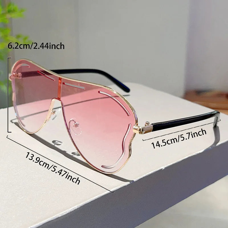 Luxury Oversized Shield One-Piece Punk Sunglasses - UV400
