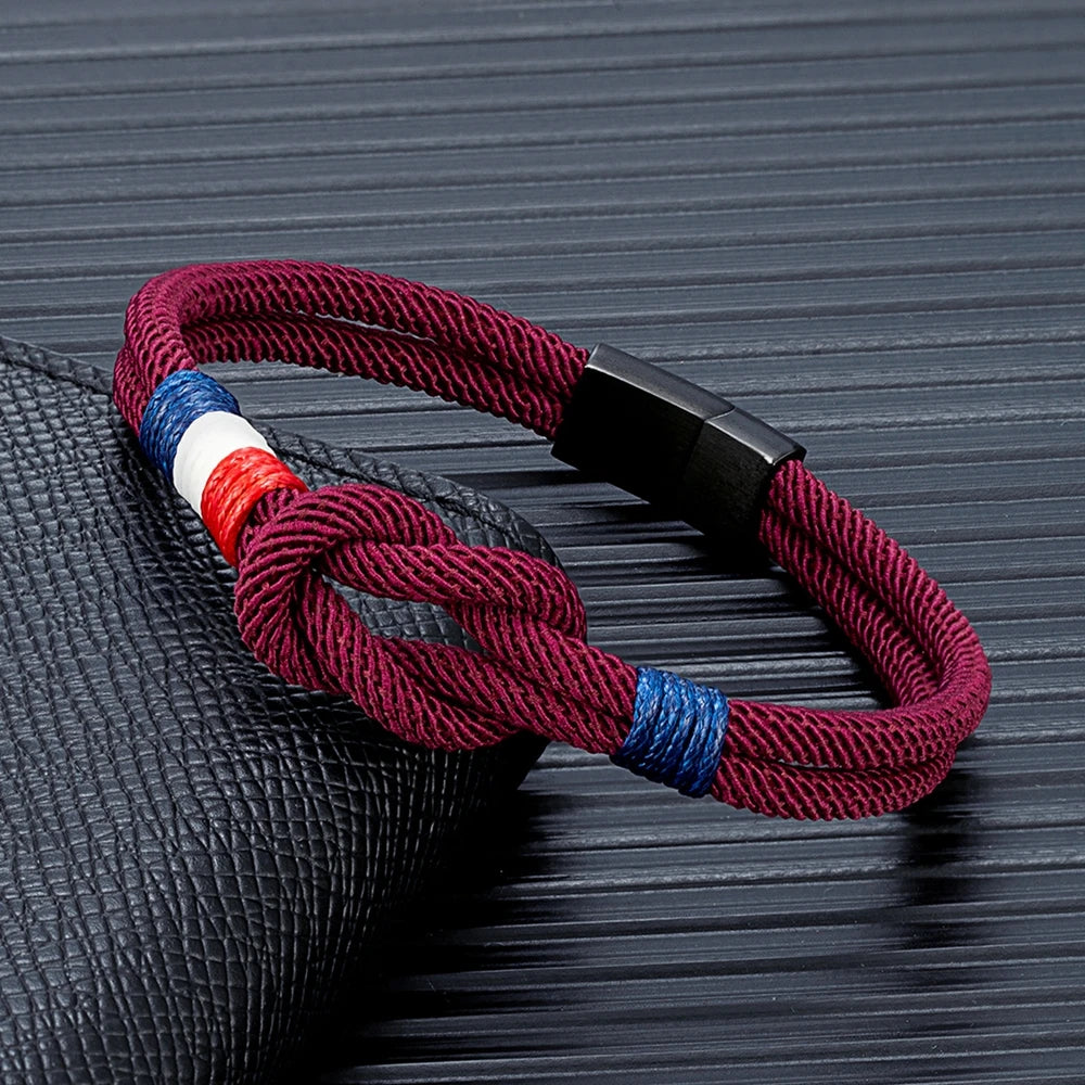 Square Knot Rope Bracelet - Woven Double-Layer