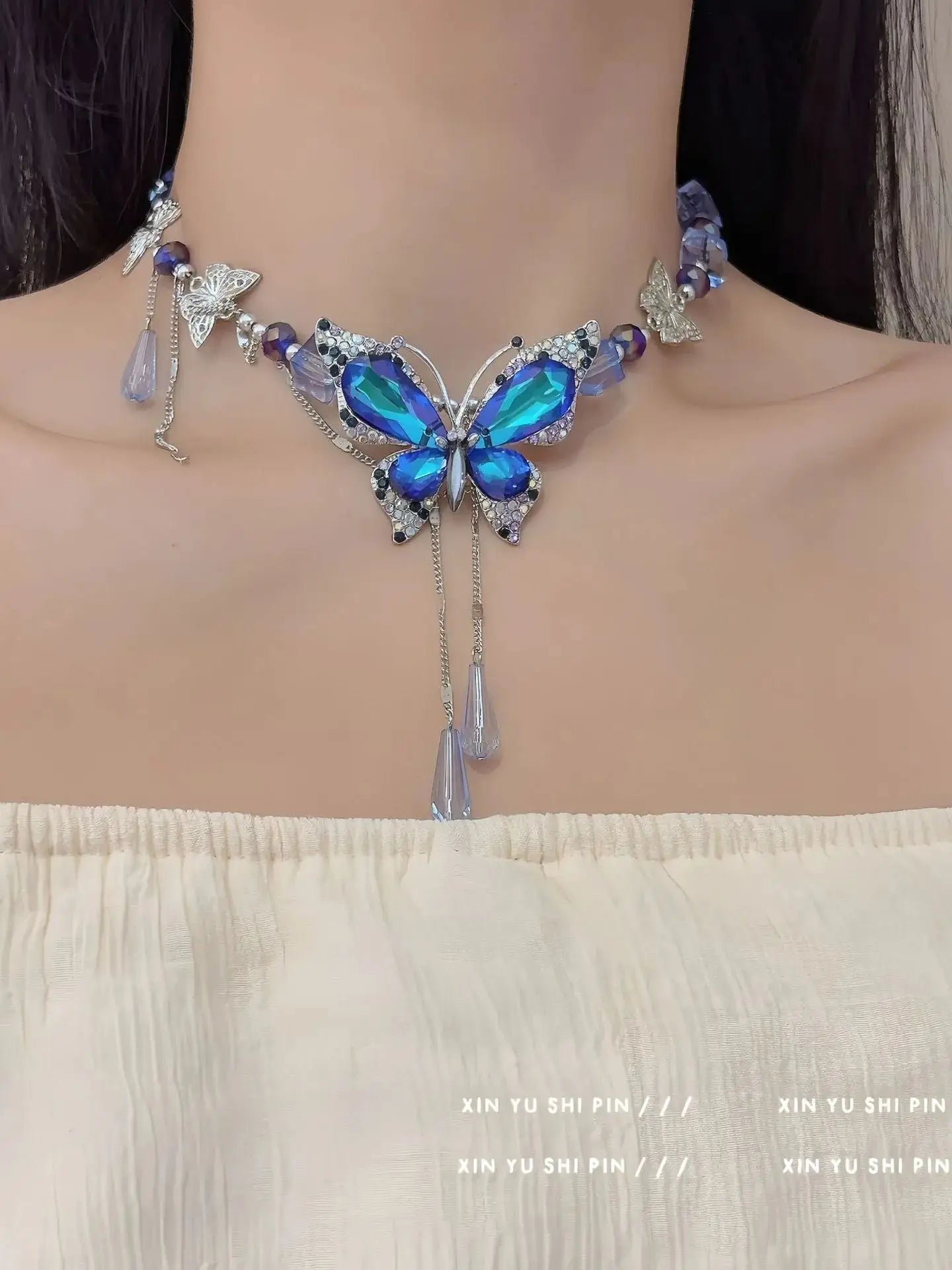 Butterfly Tassel Beaded Necklace