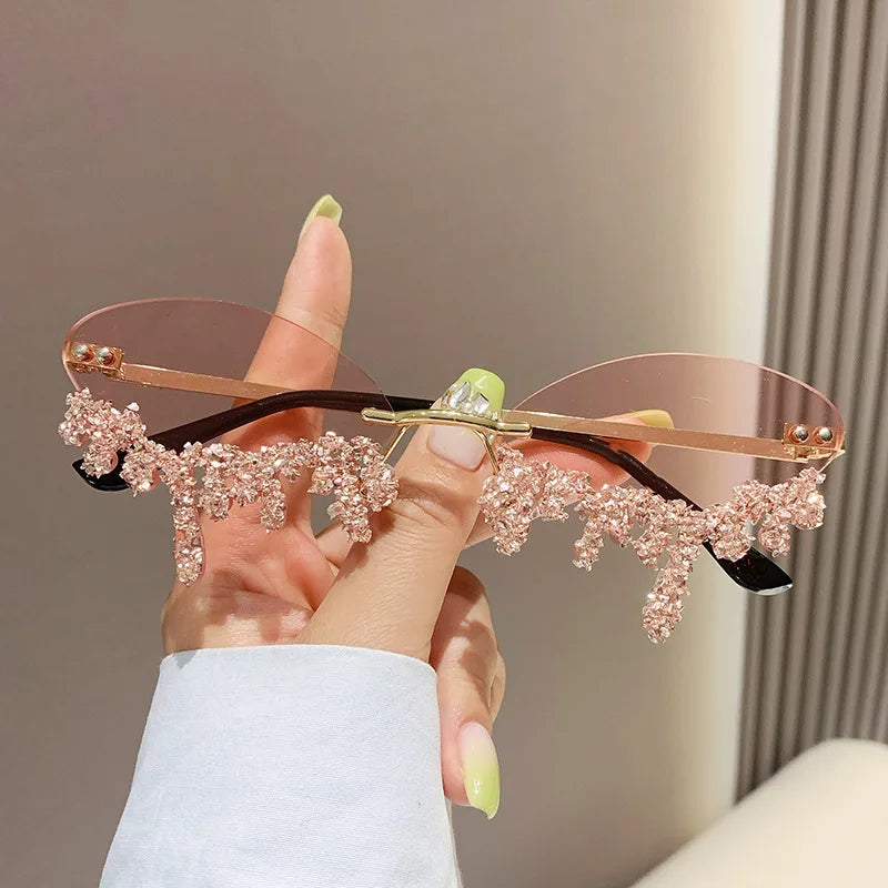 Diamond Rimless Rhinestone Tear Shaped