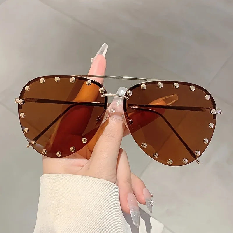 Rimless Luxury Colored Sunglasses - UV400