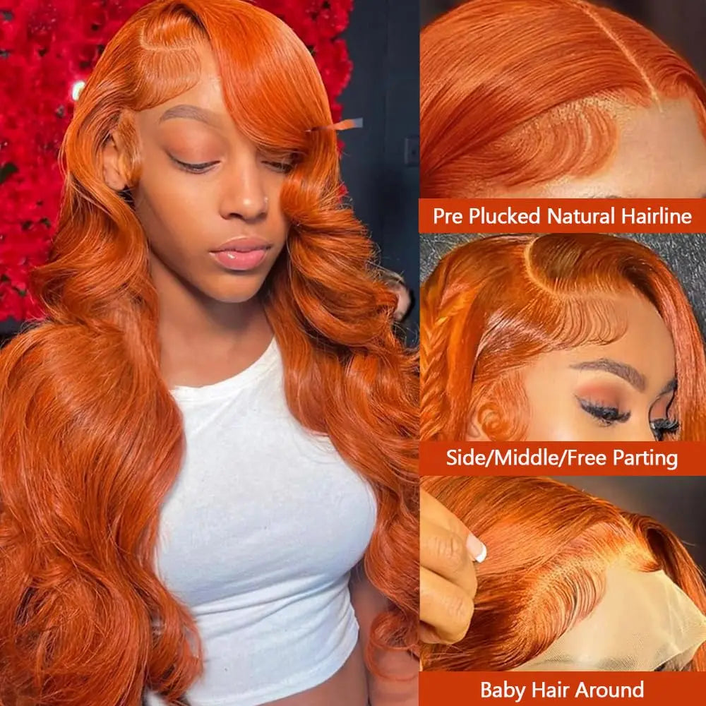 13x6 Orange Ginger | Pre Plucked 13x4 Human Hair
