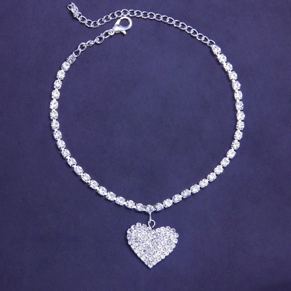Luxury Heart Pendant Chain Anklets