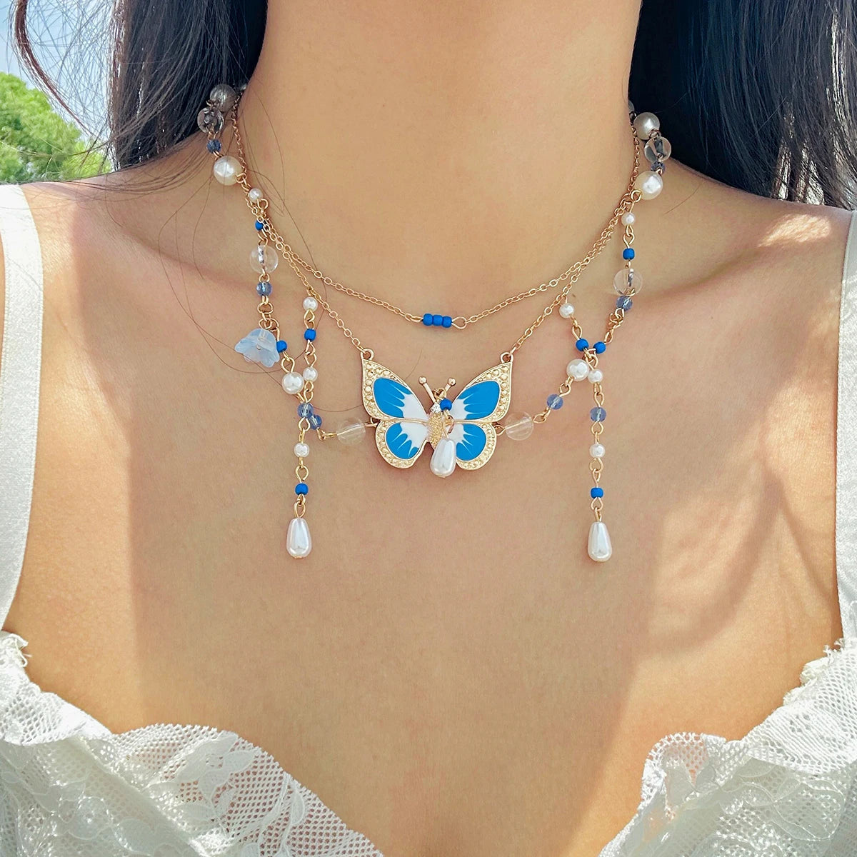 Sweet Drip Oil Butterfly Necklace Aesthetic Jewelry