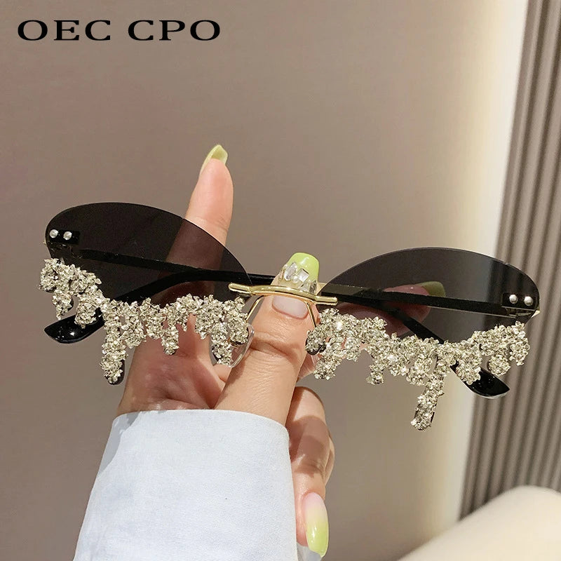 Diamond Rimless Rhinestone Tear Shaped