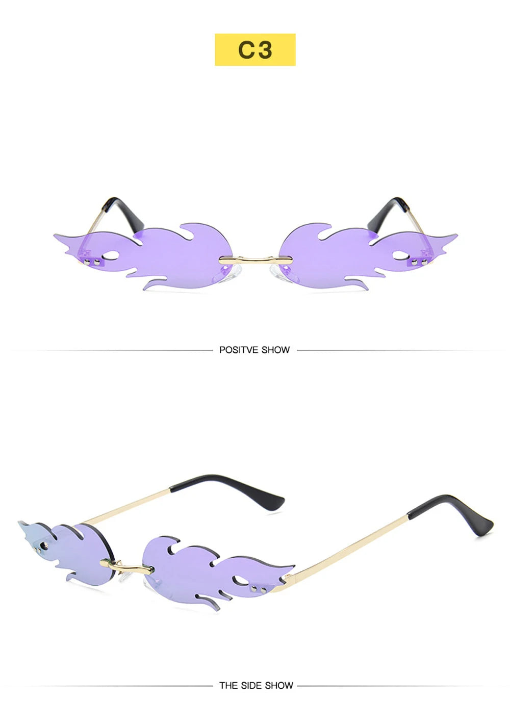 Luxury Rimless Wave Sunglasses