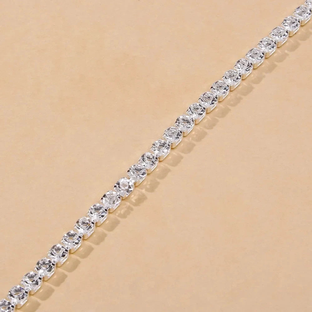 Simple Rhinestone Tennis Anklet