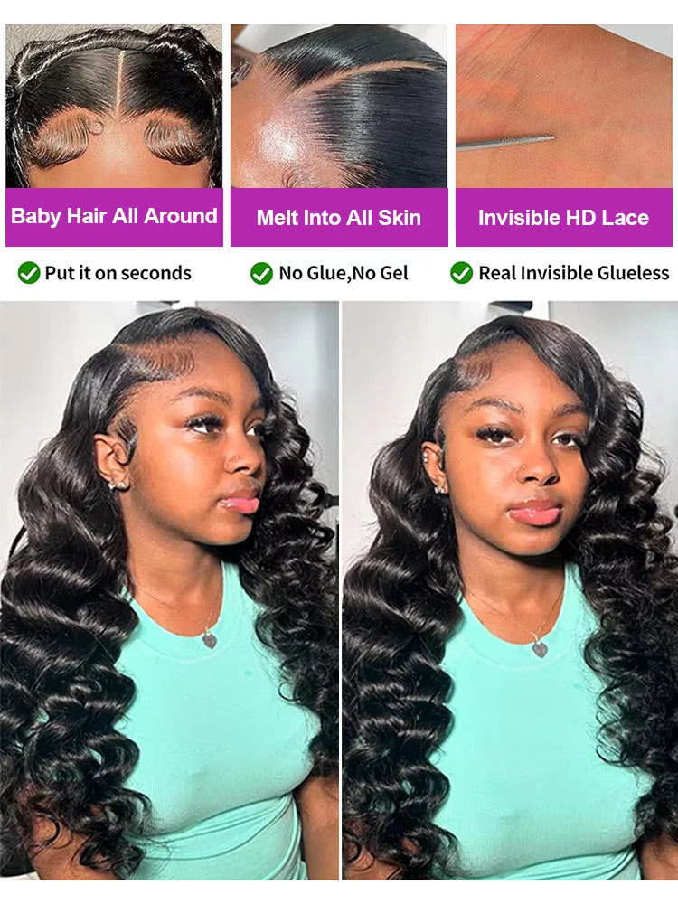 13x6 Loose Lace Front Human Hair Wigs | 250% Transparent 30, 40 Inch