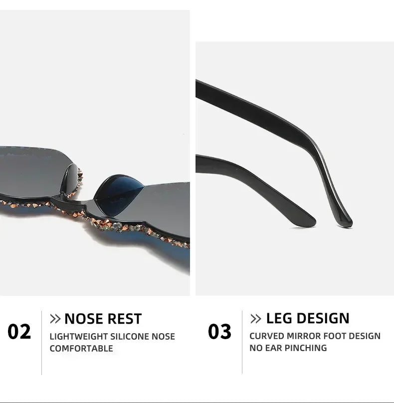 Uv400 Cute Cat Eye Rhinestone Eyeglasses