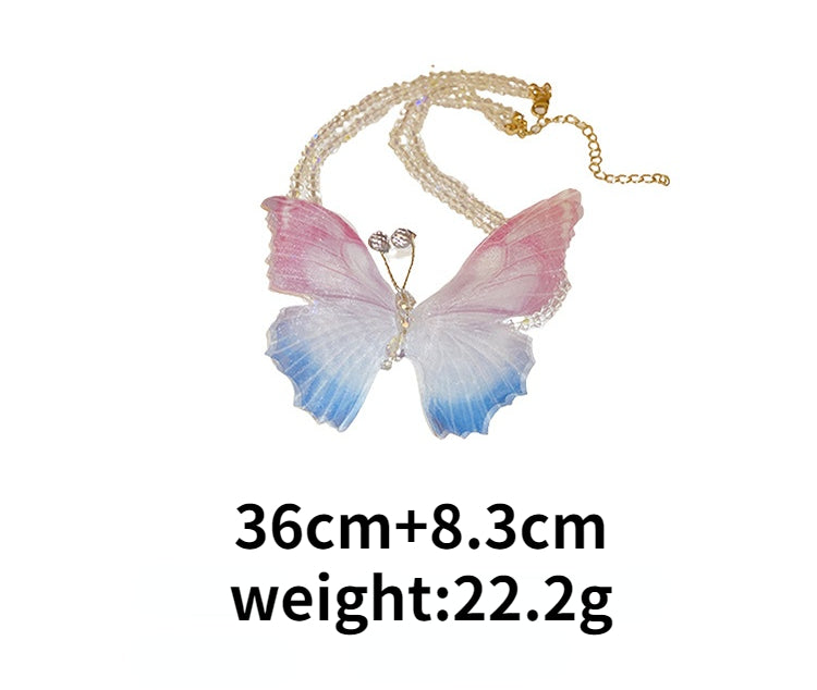 Butterfly Crystal Aesthetic Double Layer Necklace