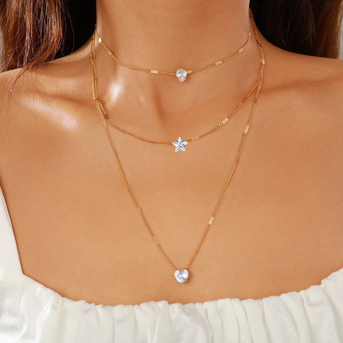 Pearl heart-shaped drop pendant necklace