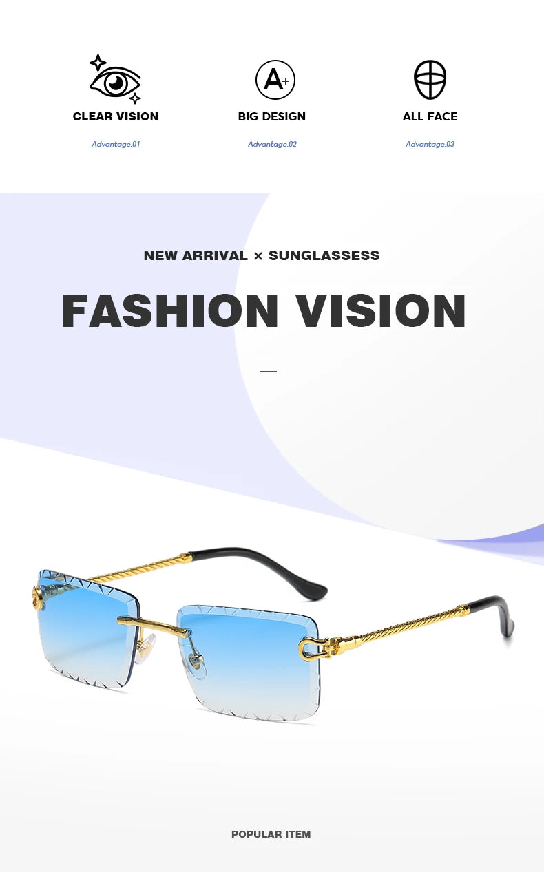 Rimless cutaway square rimmed