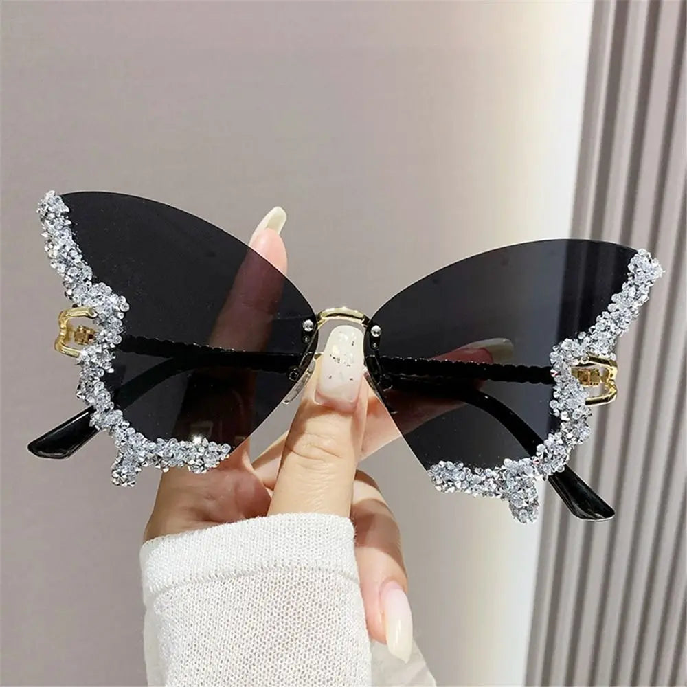 Luxury Butterfly Rimless Oversized Rhinestone Eyewear