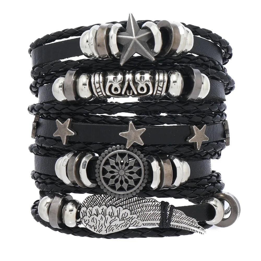 Adjustable Leather Set viking bracelet
