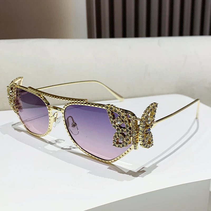 Butterfly diamond-encrusted sunglasses