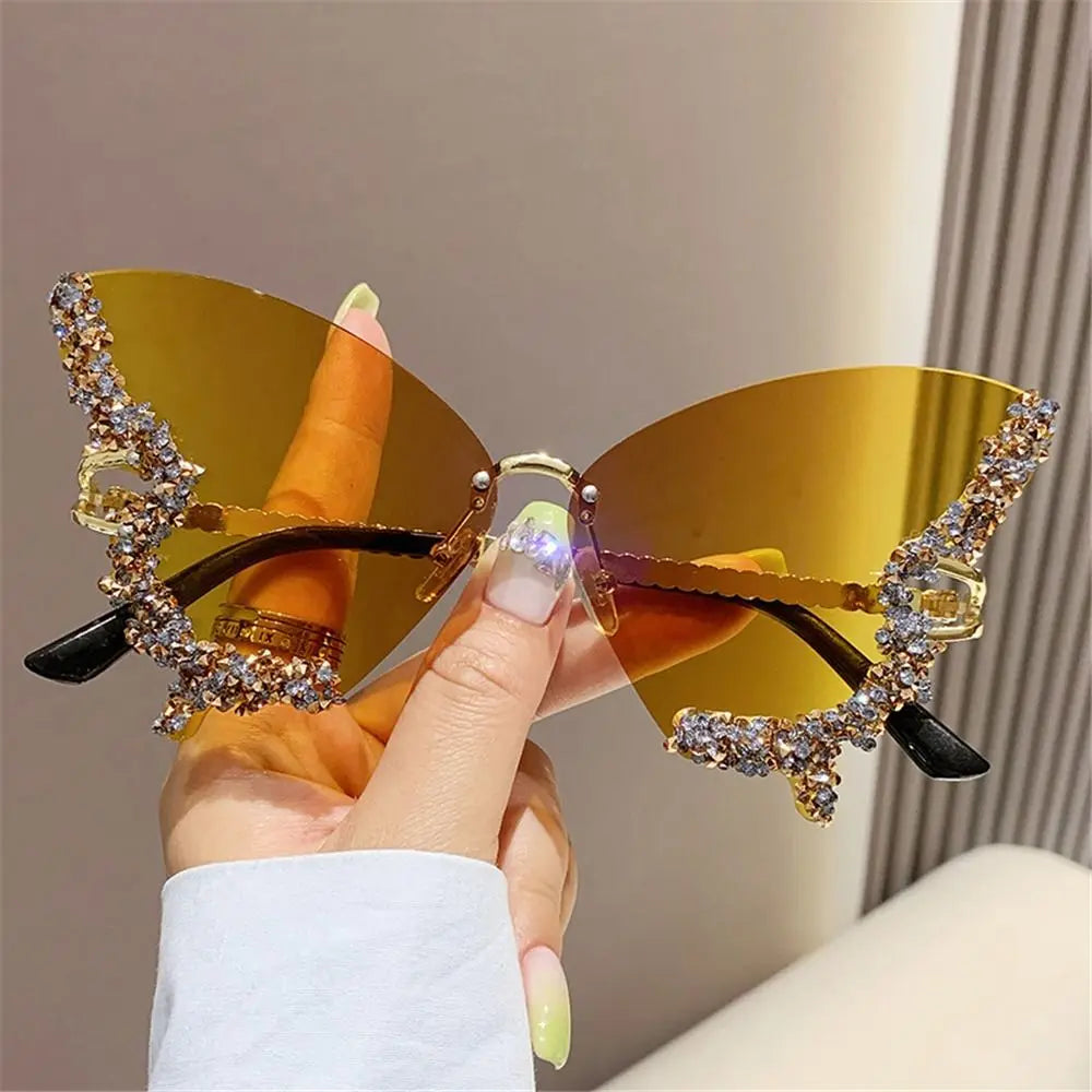 Luxury Butterfly Rimless Oversized Rhinestone Eyewear