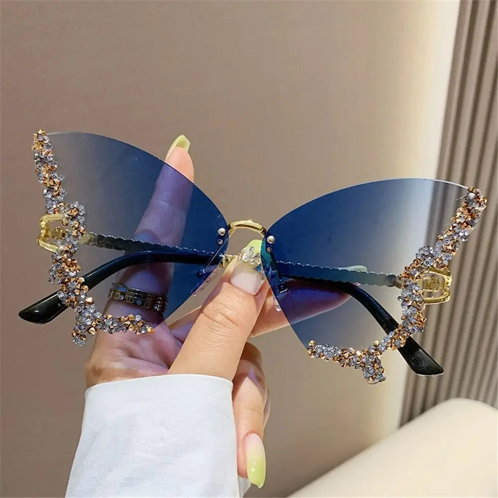 Luxury Butterfly Rimless Oversized Rhinestone Eyewear