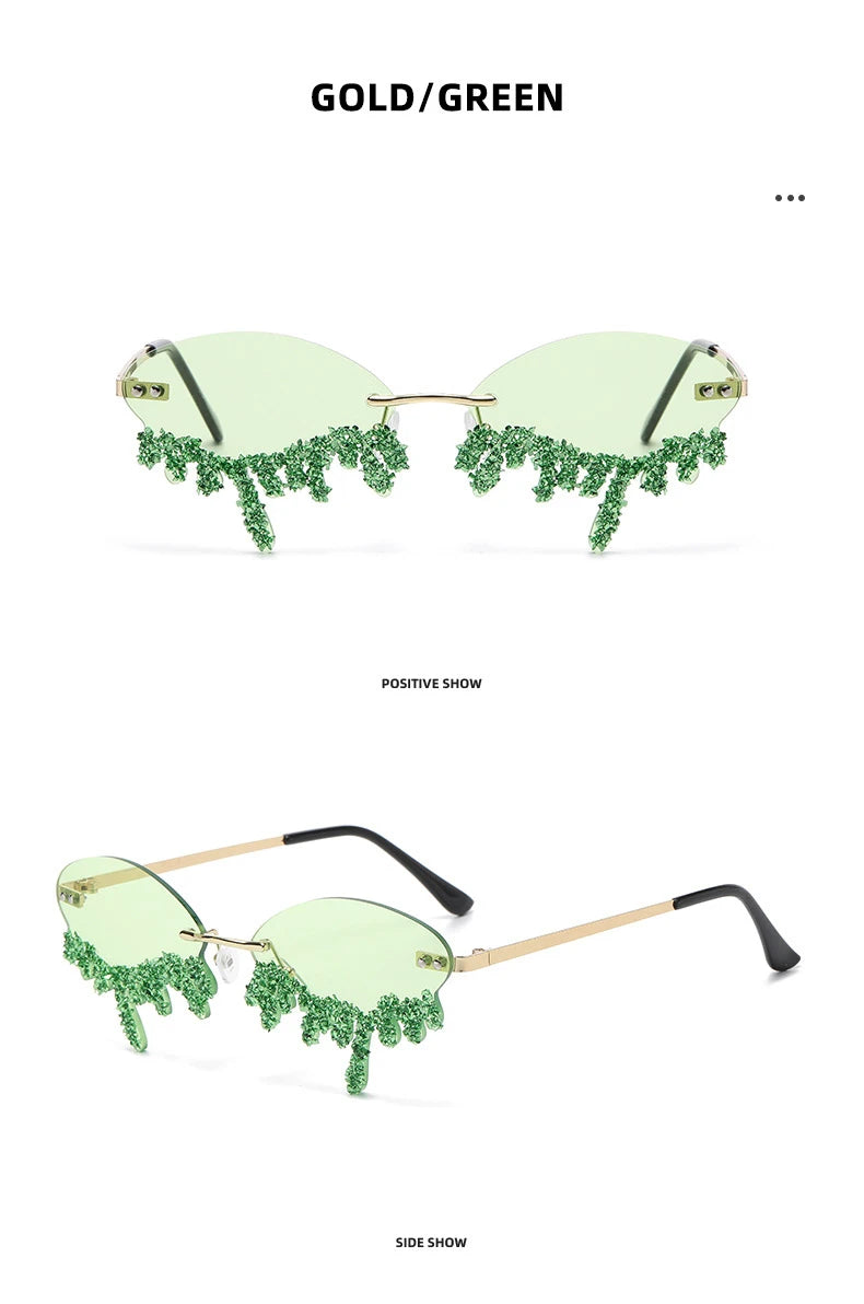 Diamond Rimless Rhinestone Tear Shaped