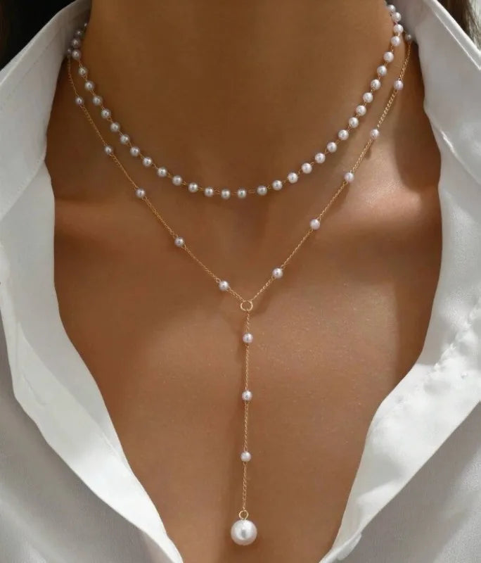 Necklaces for Women Women's Y-shaped Imitation Pearl Fringed Necklace Cadenas Para Mujer Necklacе Gifts Bijoux Accessories